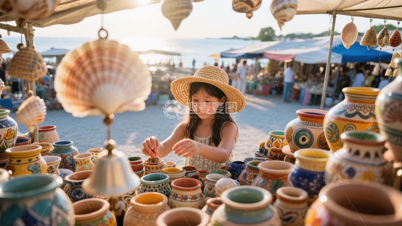 高清大图下载【趣麦麦图】海滨市集陶艺时光
