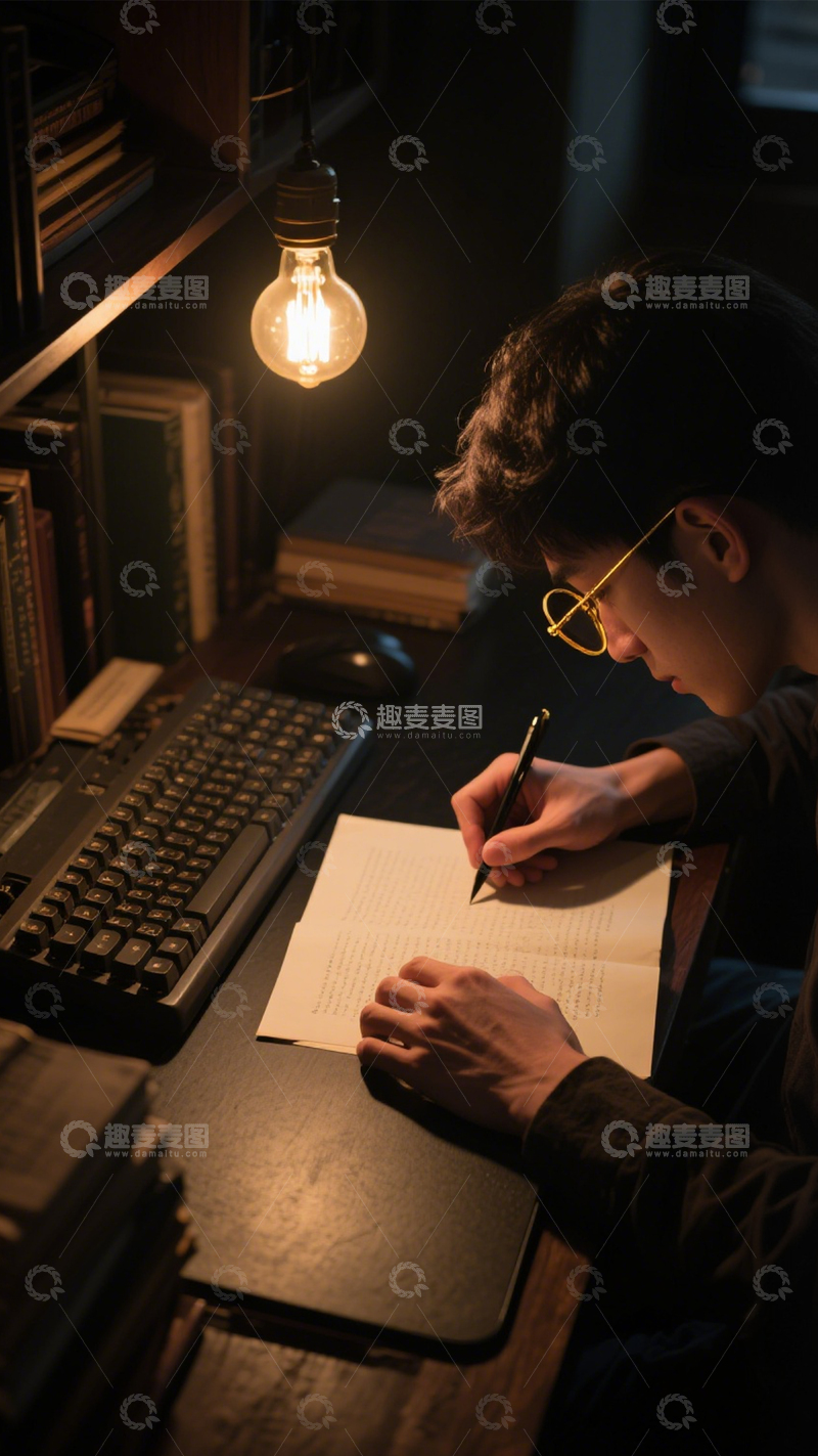 高清大图下载【趣麦麦图】深夜专注阅读时光3