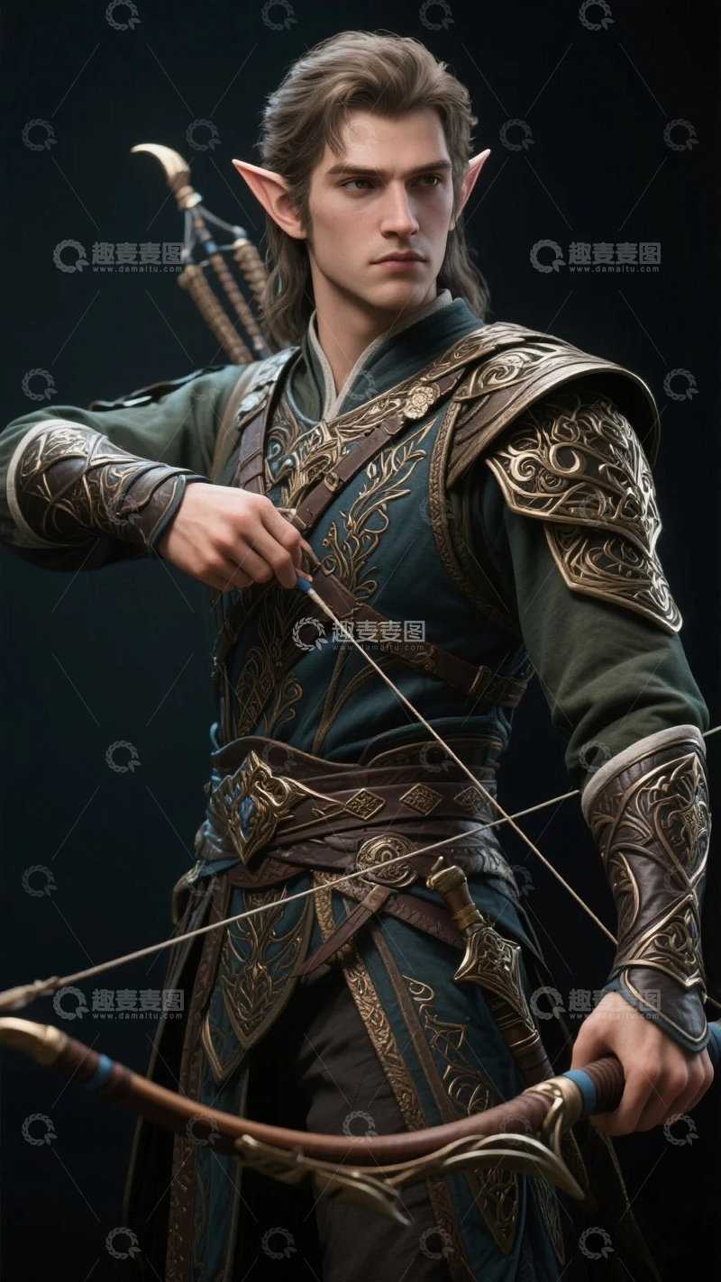 高清大图下载【趣麦麦图】游戏人物CG男性精灵射手4