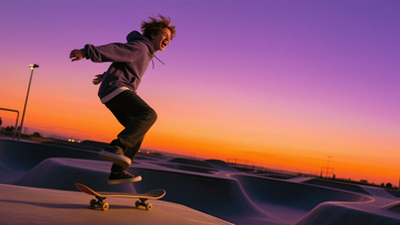 日落滑板青春活力