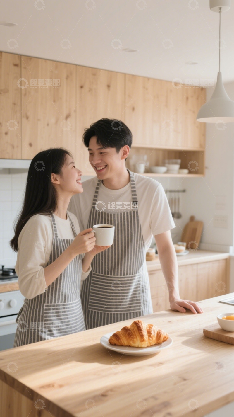 高清大图下载【趣麦麦图】厨房情侣温馨日常1