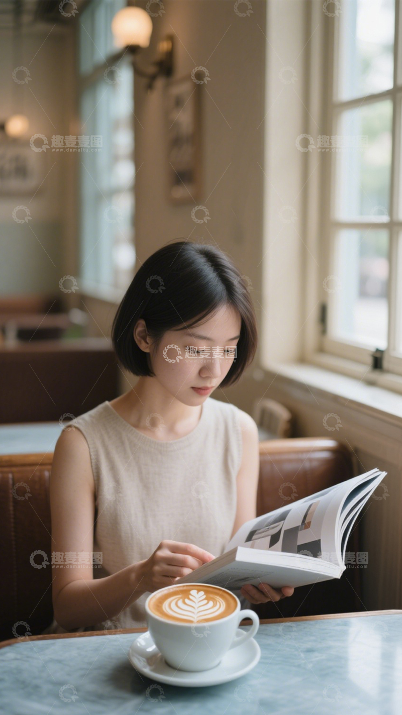 高清大图下载【趣麦麦图】午后咖啡阅读时光3
