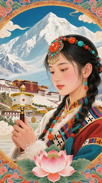 唐卡风美丽的藏族姑娘2