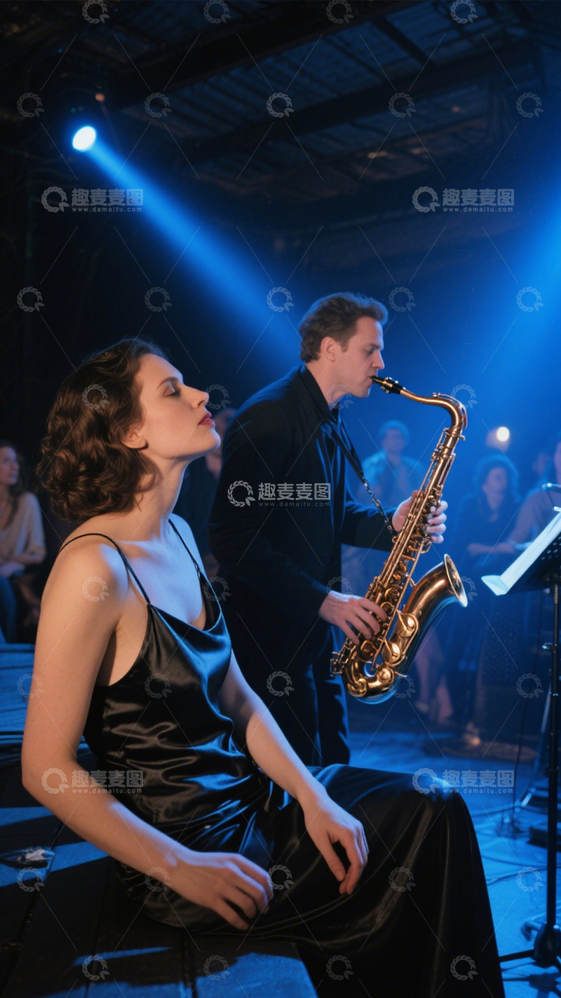 高清大图下载【趣麦麦图】爵士演奏蓝调氛围