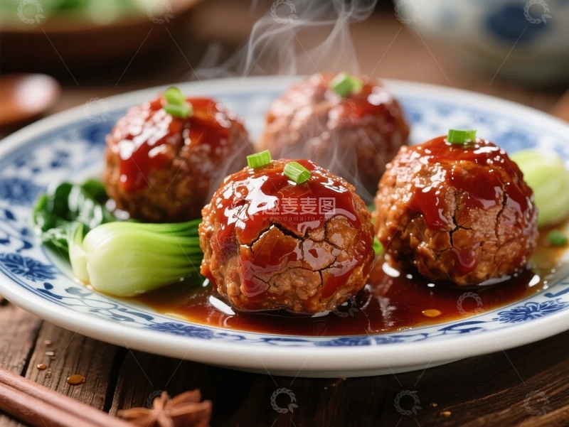 高清大图下载【趣麦麦图】中国家常美食四喜丸子1