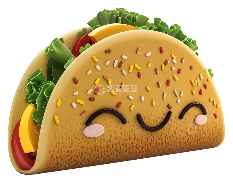 高清大图下载【趣麦麦图】微笑表情的玉米饼3D插画免抠png素材