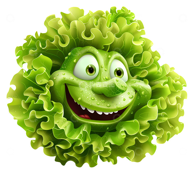 高清大图下载【趣麦麦图】微笑的生菜动画人物3D插画透明png素材