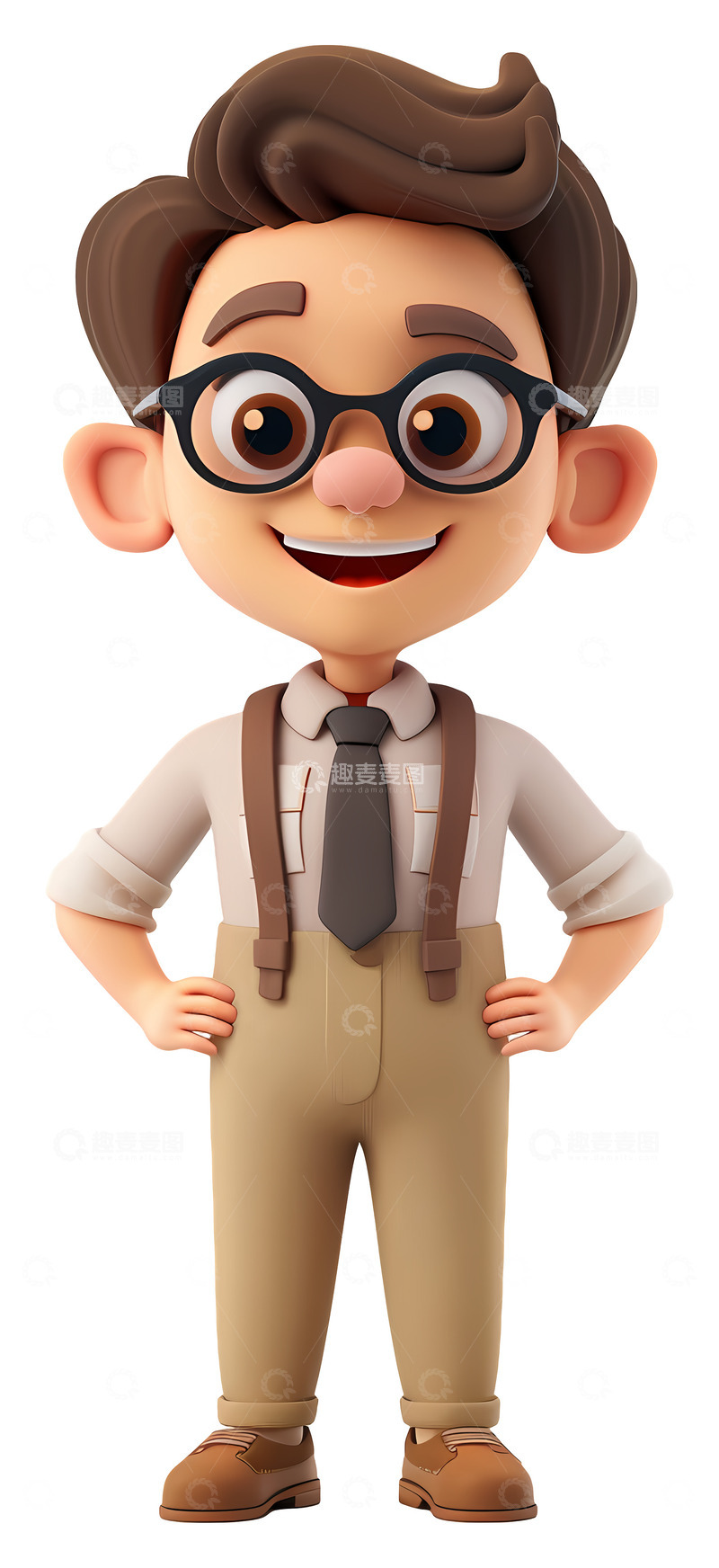 高清大图下载【趣麦麦图】穿正式服装戴眼镜的人物3D插画png素材