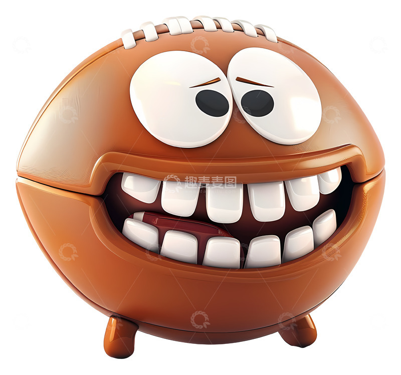 高清大图下载【趣麦麦图】微笑卡通足球3D卡通插画透明png素材