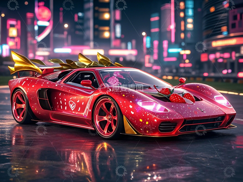 高清大图下载【趣麦麦图】草莓心形跑车