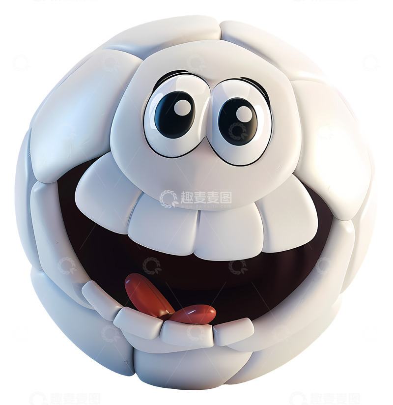 高清大图下载【趣麦麦图】快乐的排球3D卡通插画免抠透明png素材