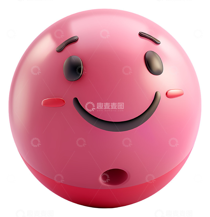 高清大图下载【趣麦麦图】粉色微笑脸3D卡通插画免抠透明png素材