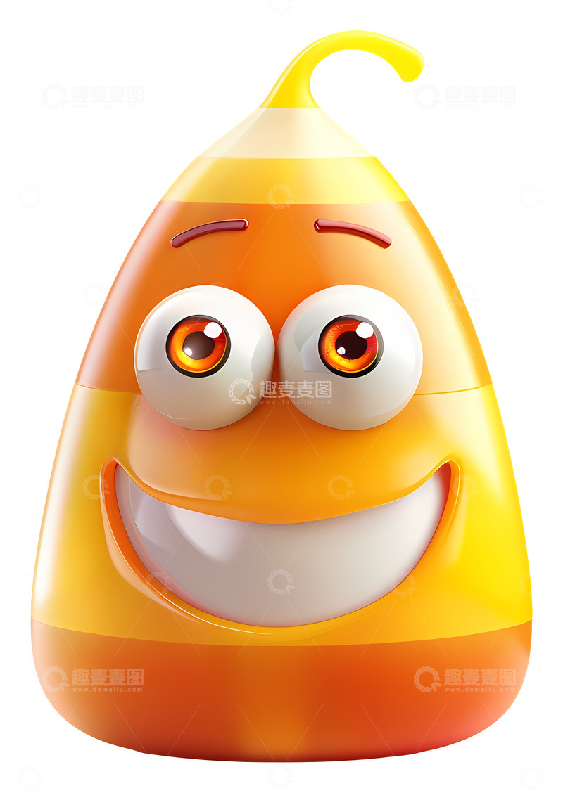 高清大图下载【趣麦麦图】微笑的糖果玉米3D插画免抠透明png素材