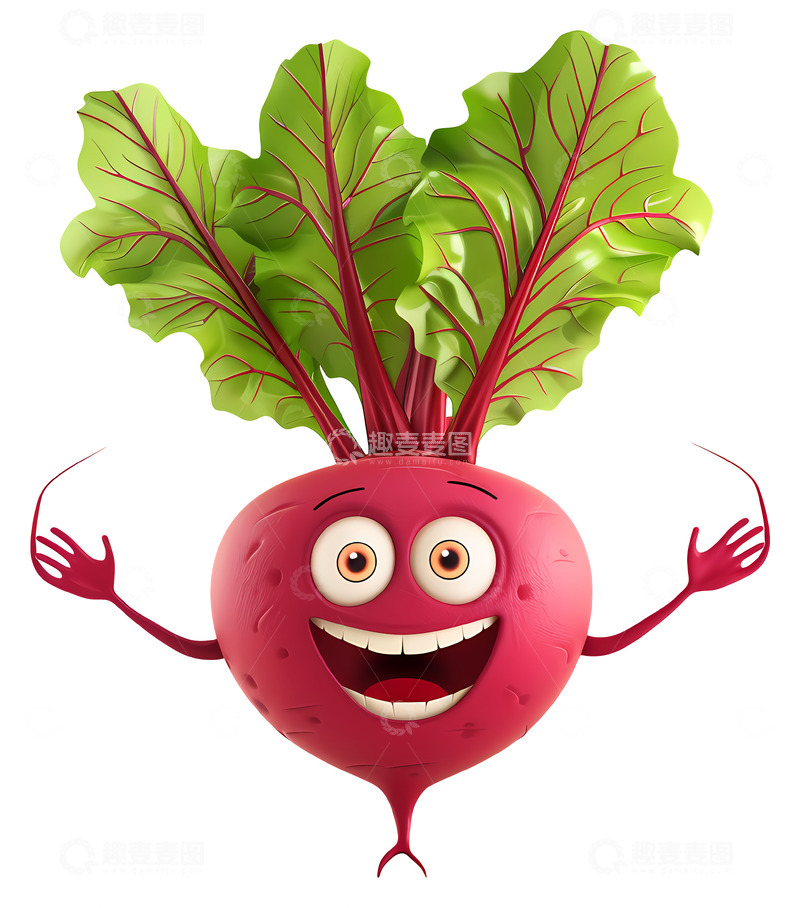 高清大图下载【趣麦麦图】微笑甜菜人物3D插画透明png素材