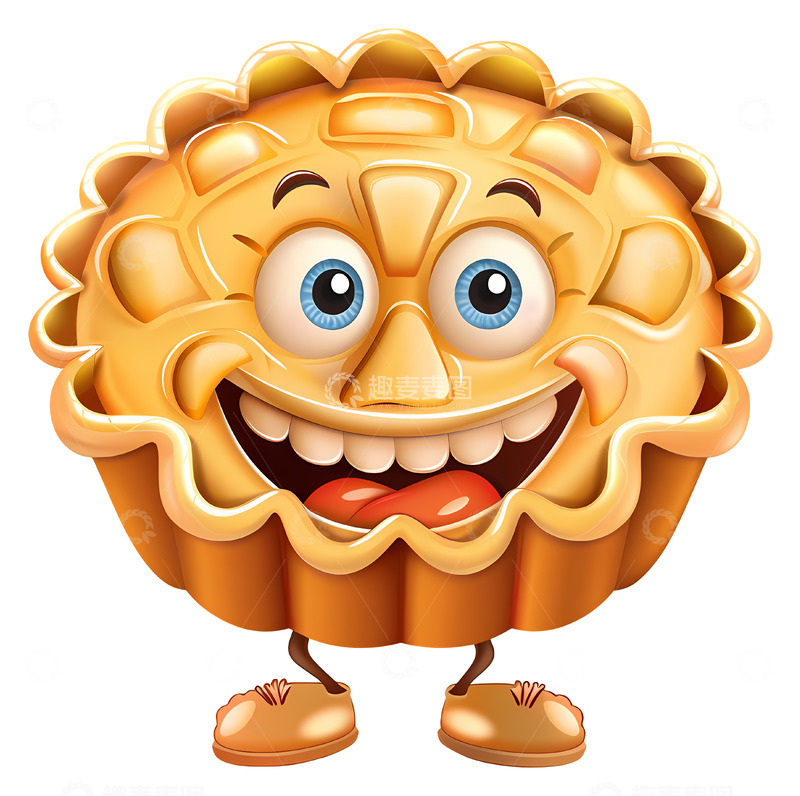 高清大图下载【趣麦麦图】微笑的派3D卡通插画免抠透明png素材2