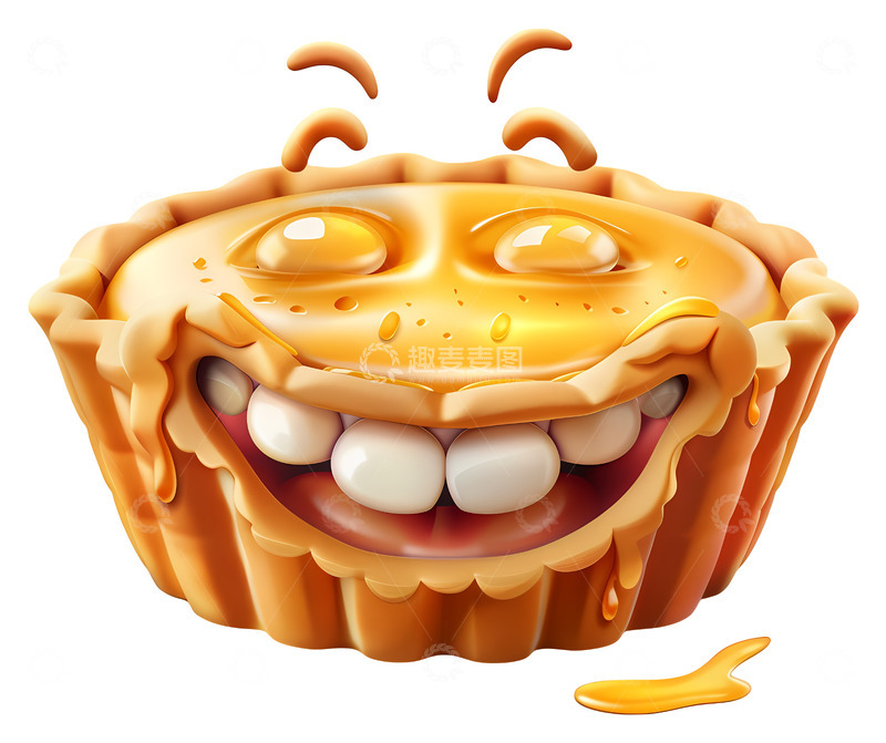 高清大图下载【趣麦麦图】微笑的派3D卡通插画免抠透明png素材1