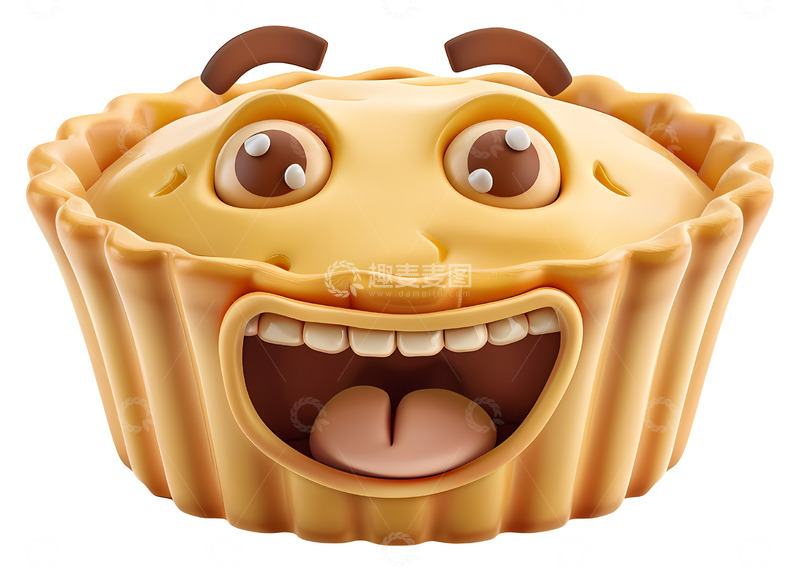 高清大图下载【趣麦麦图】微笑的馅饼3D卡通插画免抠透明png素材1