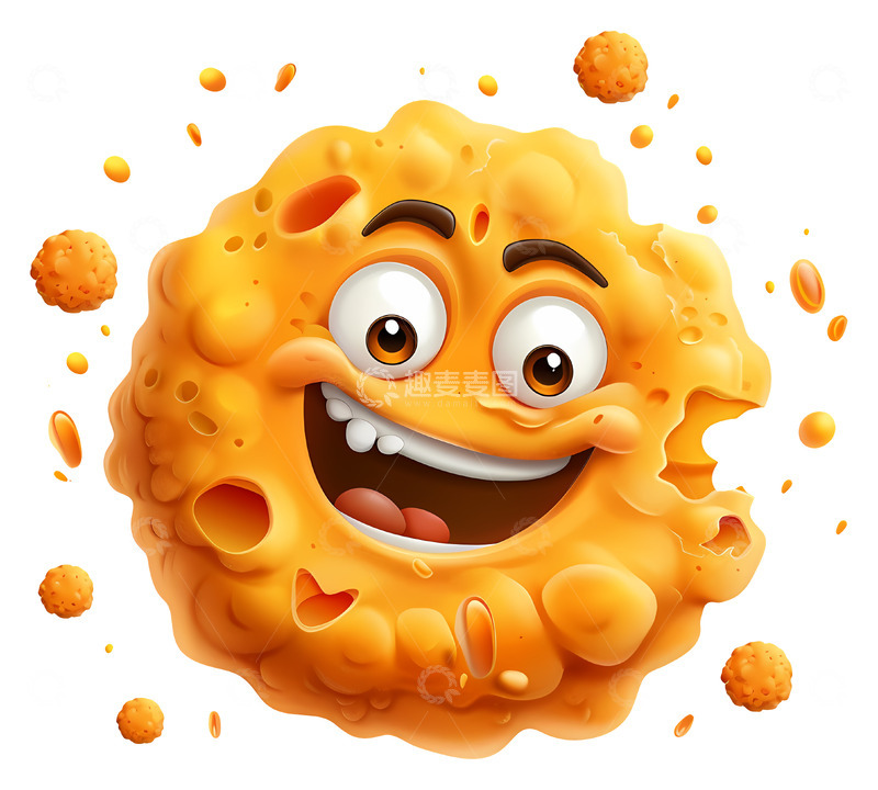高清大图下载【趣麦麦图】微笑的奶酪3D卡通插画免抠透明png素材