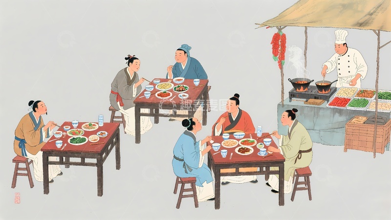 高清大图下载【趣麦麦图】-古代客栈古代就餐2