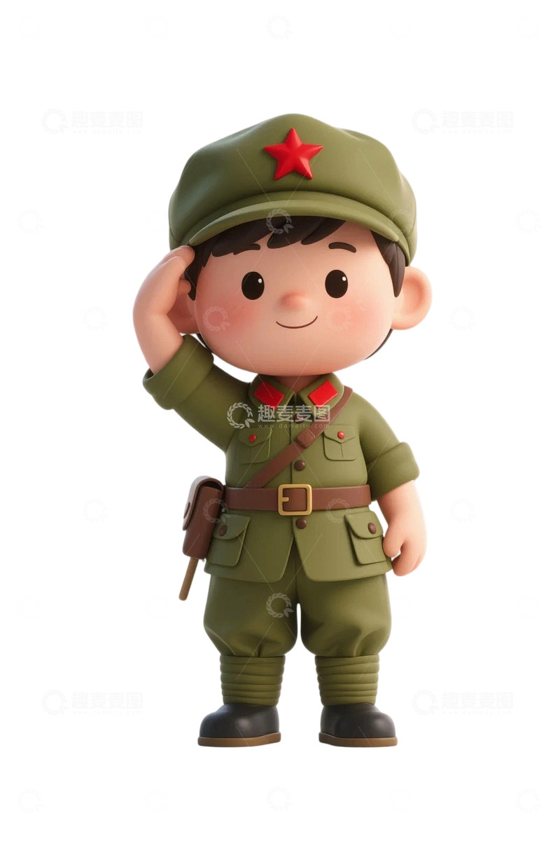 高清大图下载【趣麦麦图】免扣png人物军人建党节建军节2