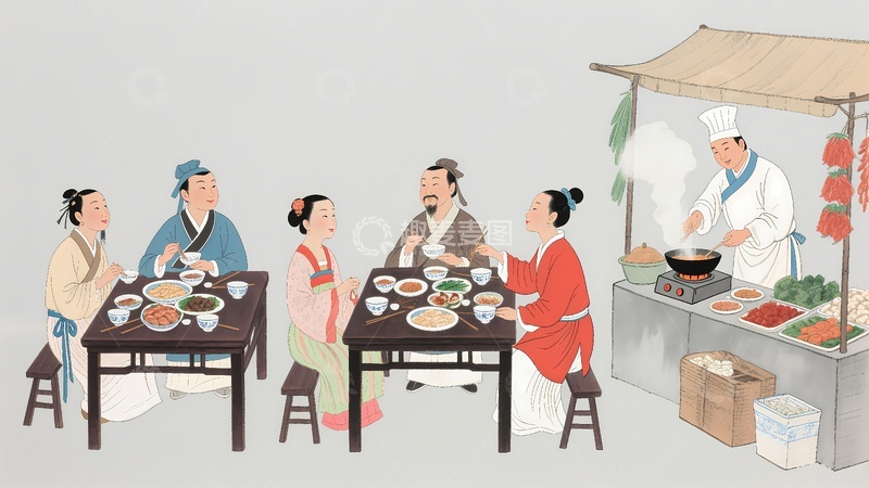 高清大图下载【趣麦麦图】-古代客栈古代就餐1