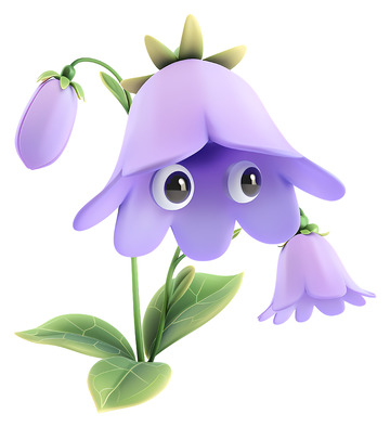 可爱的紫色花朵3D插画免抠透明png素材