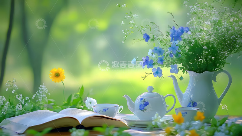 高清大图下载【趣麦麦图】小雏菊杯具与书本文艺风摆拍