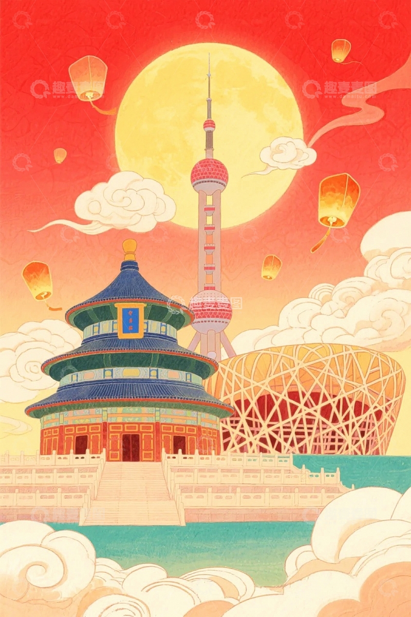 高清大图下载【趣麦麦图】中国风国潮插画艺术插画8