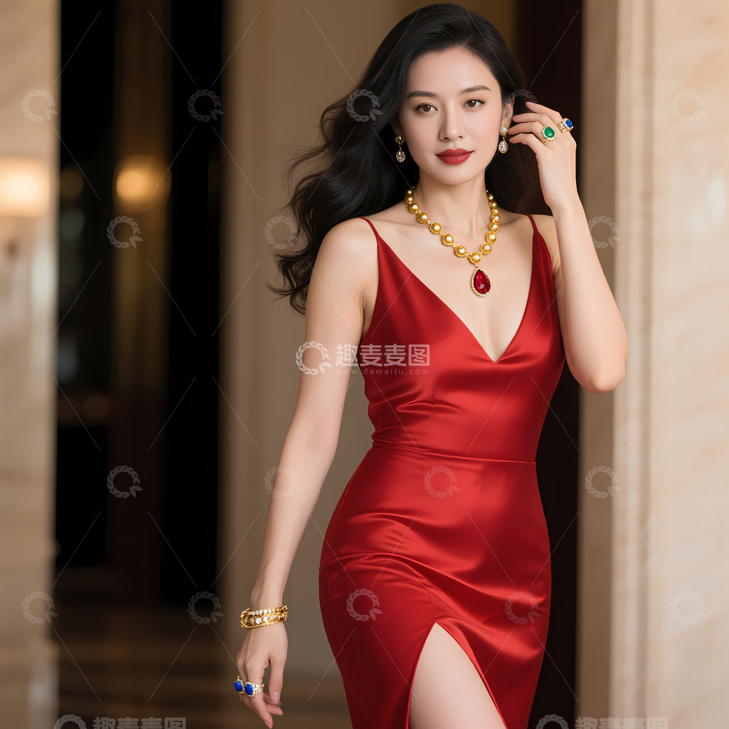 高清大图下载【趣麦麦图】黄金首饰代言人