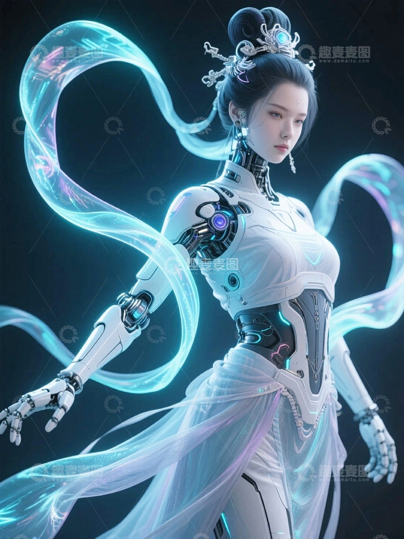 高清大图下载【趣麦麦图】赛博朋克风中秋节嫦娥人物6