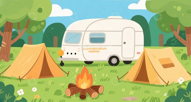 高清大图下载【趣麦麦图】绿色户外露营背景