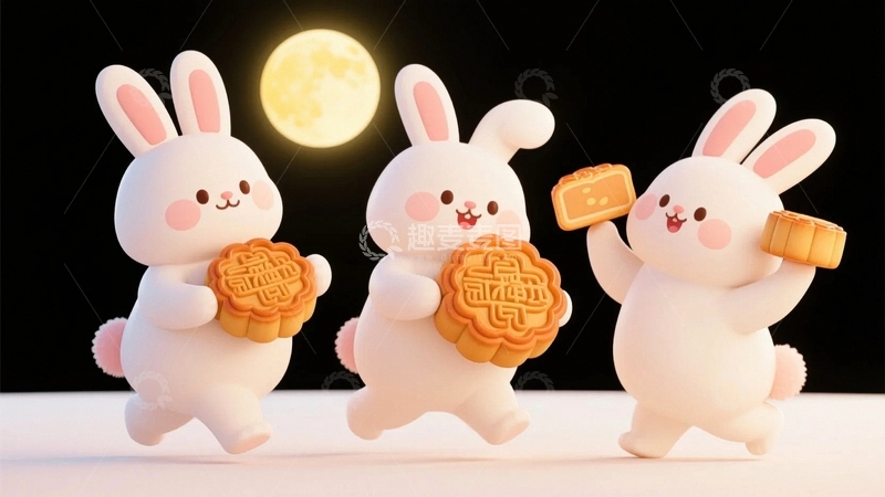 高清大图下载【趣麦麦图】中秋节玉兔背景13