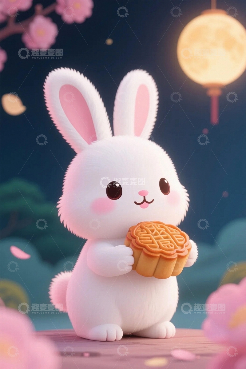 高清大图下载【趣麦麦图】中秋节玉兔背景12