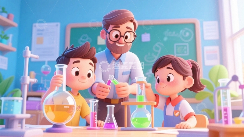 高清大图下载【趣麦麦图】科学实验背景人物5