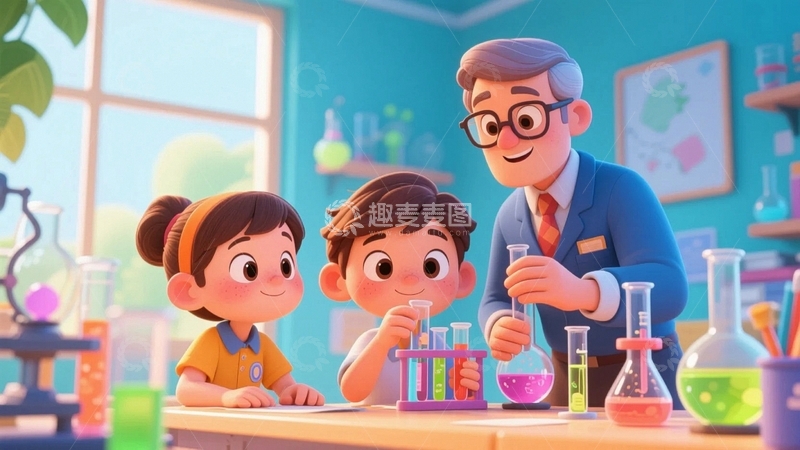 高清大图下载【趣麦麦图】科学实验背景人物4