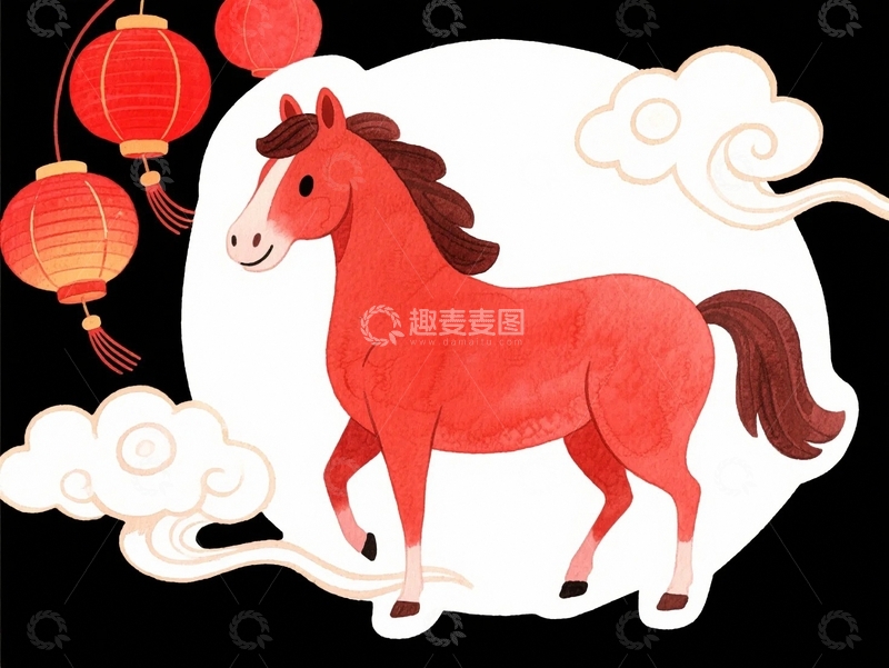 高清大图下载【趣麦麦图】艺术插画动物马1