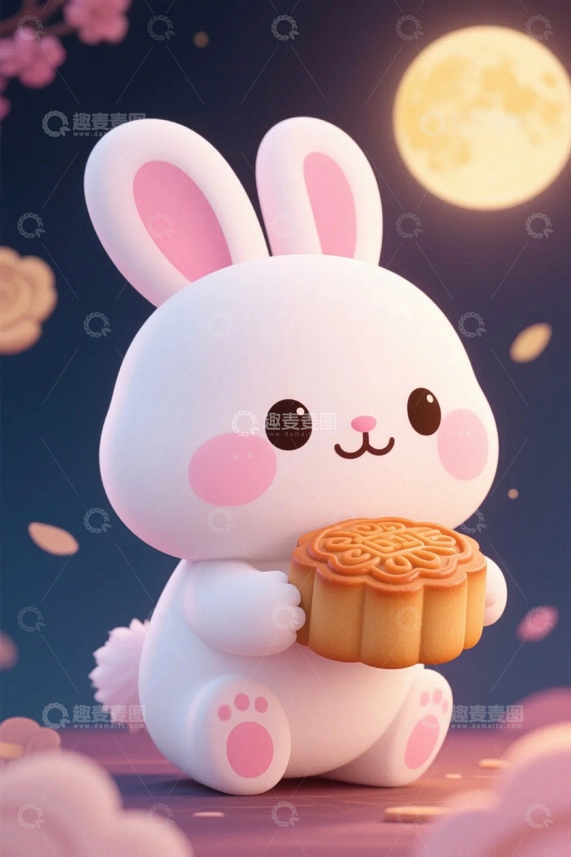 高清大图下载【趣麦麦图】中秋节玉兔背景9