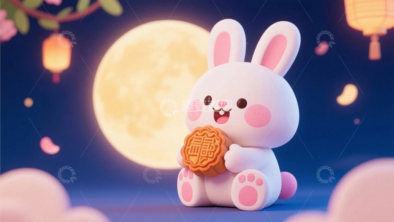 高清大图下载【趣麦麦图】中秋节玉兔背景10