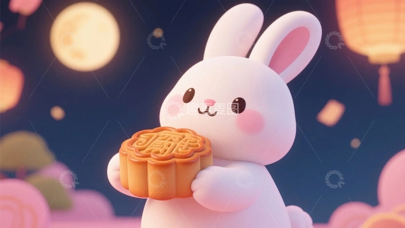 高清大图下载【趣麦麦图】中秋节玉兔背景7