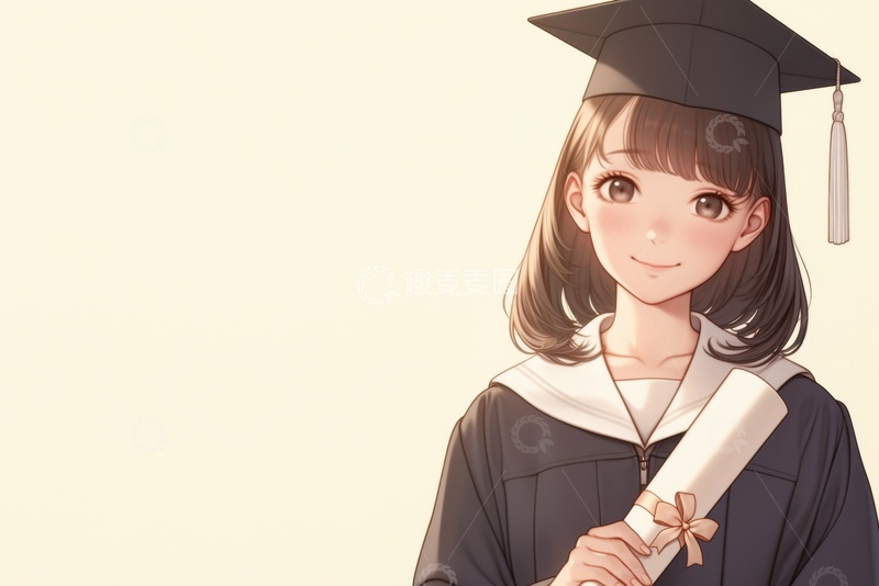 高清大图下载【趣麦麦图】手绘毕业生人物背景
