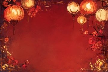 手绘红灯笼边框背景