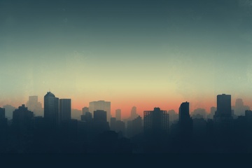 暗黑城市高楼夜景