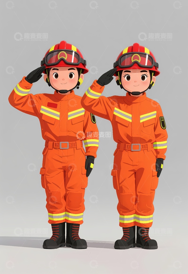 高清大图下载【趣麦麦图】消防员卡通素材2