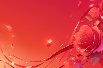 手绘红色玫瑰花边框背景