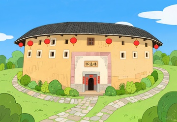 福建土楼绘画2