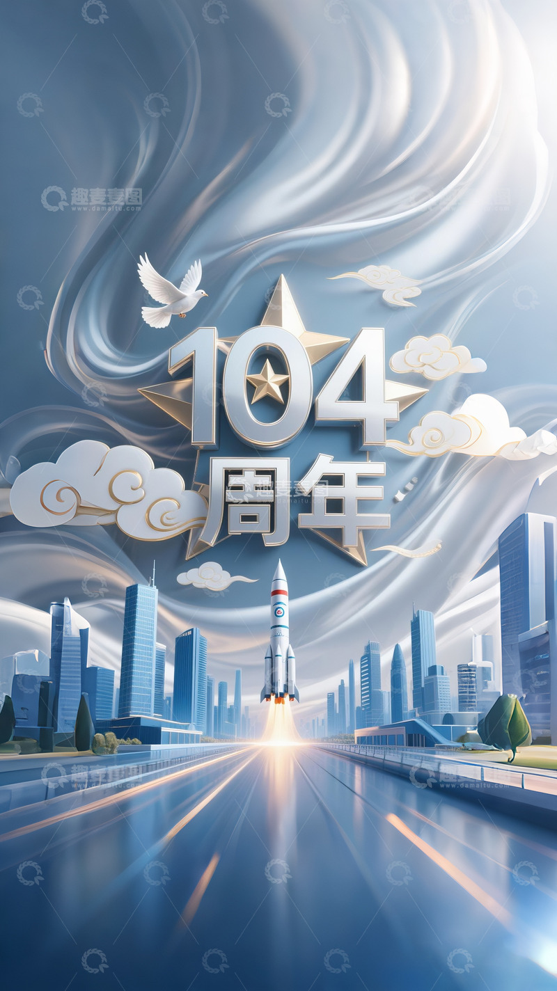 高清大图下载【趣麦麦图】104周年建党海报2