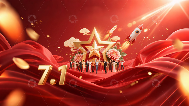 高清大图下载【趣麦麦图】104周年建党海报10