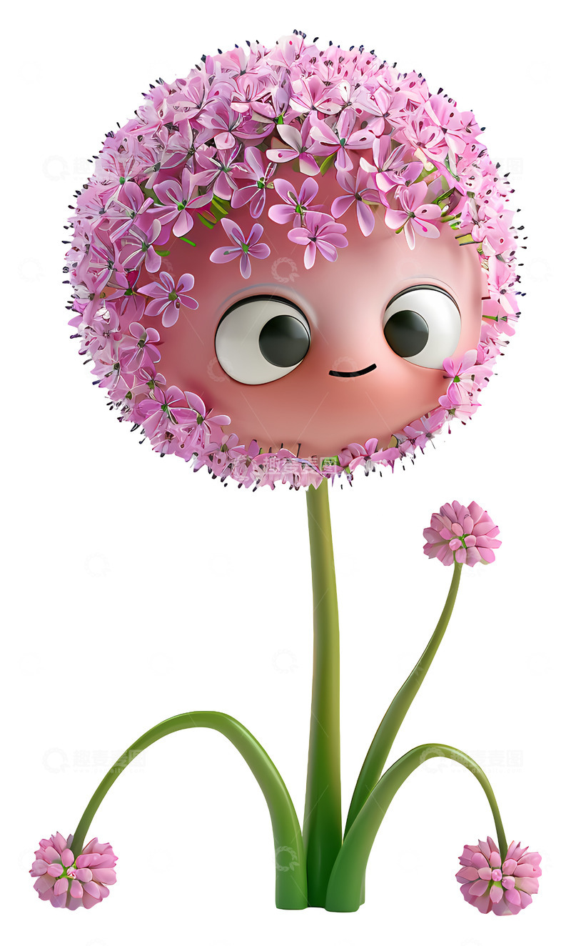 高清大图下载【趣麦麦图】可爱的花朵角色3D插画免抠透明png素材