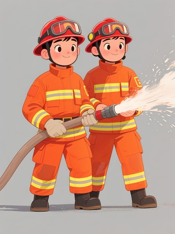 消防员灭火插画