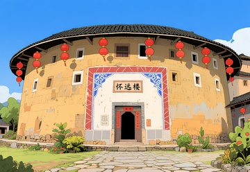 福建土楼绘画
